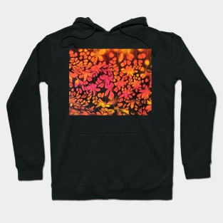 Orange Pink and Yellow Flowers on Black Hoodie